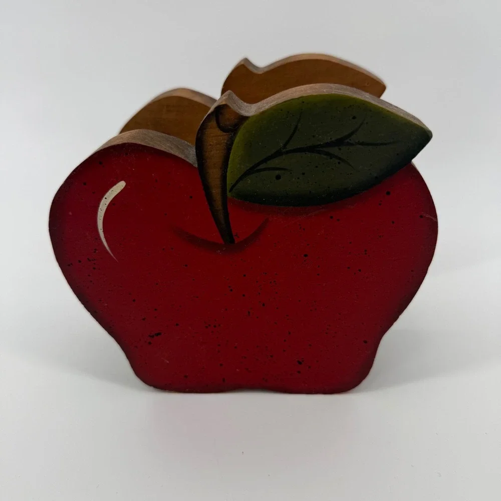 Vintage Red Wooden Handpainted Apple‎ Farmhouse Napkin Holder Cottagecore